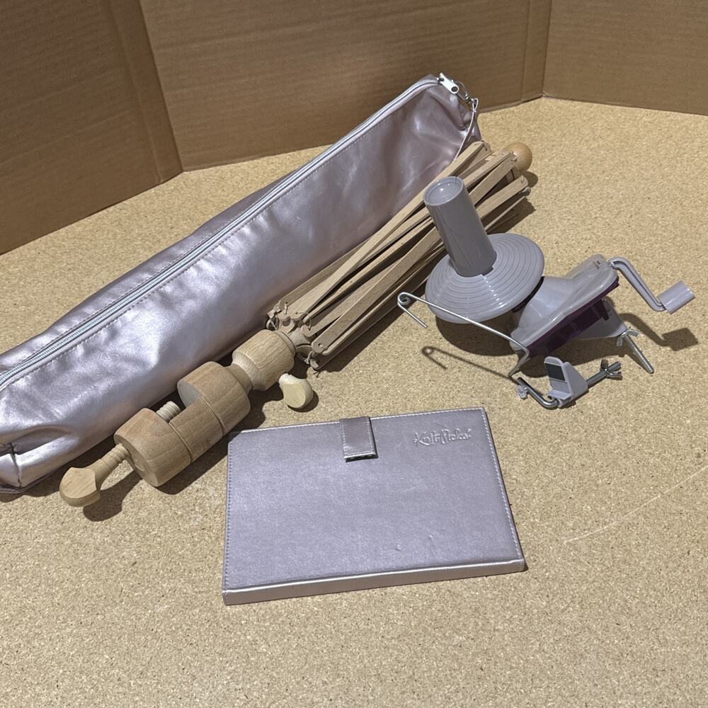 Knit Picks Yarn Swift & Ball Winder Set w/ Case Chart Keeper - Bundled 3 Items